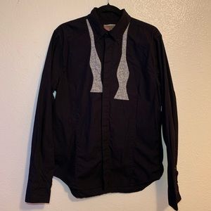 💡Men’s Black Long Sleeve Button Up Vintage RED